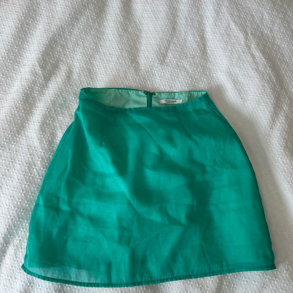 peppermayo fitted green mini skirt